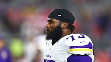 Dec 10, 2015; Glendale, AZ, USA; Minnesota Vikings defensive tackle Sharrif Floyd (73) against the Arizona Cardinals at University of Phoenix Stadium. The Cardinals defeated the Vikings 23-20. Mandatory Credit: Mark J. Rebilas-USA TODAY Sports
