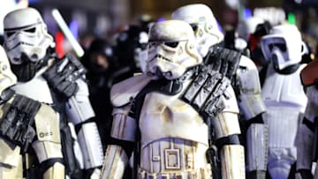 LONDON, ENGLAND - DECEMBER 18: A general view of stormtroopers attend the "Star Wars: The Rise of Skywalker" European Premiere at Cineworld Leicester Square on December 18, 2019 in London, England. (Photo by Tristan Fewings/Getty Images)