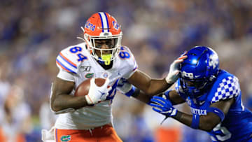LEXINGTON, KENTUCKY - SEPTEMBER 14: Kyle Pitts #84 of the Florida Gators runs with the ball against the Kentucky Wildcats at Commonwealth Stadium on September 14, 2019 in Lexington, Kentucky. (Photo by Andy Lyons/Getty Images)