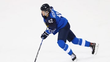 GANGNEUNG, SOUTH KOREA - FEBRUARY 15: Miro Heiskanen of Finland in action during the Men's Ice Hockey Preliminary Round Group C game on day six of the PyeongChang 2018 Winter Olympic Games at Gangneung Hockey Centre on February 15, 2018 in Gangneung, South Korea. (Photo by Dean Mouhtaropoulos/Getty Images)