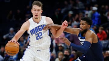 OKC Thunder: Orlando Magic forward Franz Wagner (22) works around Timberwolves guard Malik Beasley (5): Bruce Kluckhohn-USA TODAY Sports