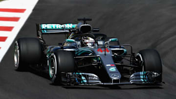 MONTMELO, SPAIN - MAY 11: Lewis Hamilton of Great Britain driving the (44) Mercedes AMG Petronas F1 Team Mercedes WO9 on track during practice for the Spanish Formula One Grand Prix at Circuit de Catalunya on May 11, 2018 in Montmelo, Spain. (Photo by David Ramos/Getty Images)