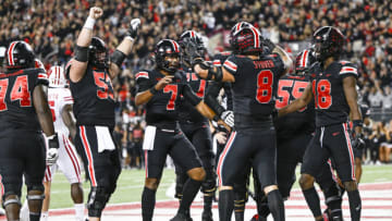 COLUMBUS, OHIO - SEPTEMBER 24: Quarterback C.J. Stroud #7 and tight end Cade Stover #8 of the Ohio State Buckeyes celebrate a touchdown against the Wisconsin Badgers in the first quarter at Ohio Stadium on September 24, 2022 in Columbus, Ohio. (Photo by Gaelen Morse/Getty Images)