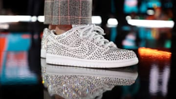 CLEVELAND, OHIO - APRIL 29: Jaylen Waddle speaks onstage after being selected with the sixth pick by the Miami Dolphins during round one of the 2021 NFL Draft at the Great Lakes Science Center on April 29, 2021 in Cleveland, Ohio. (Photo by Gregory Shamus/Getty Images)