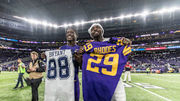 MINNEAPOLIS, MN - DECEMBER 01: Dallas Cowboys wide receiver Dez Bryant (88) exchanges his jersey with Minnesota Vikings defensive back Xavier Rhodes (29) after a game between the Minnesota Vikings and Dallas Cowboys on December 01, 2016, at U.S. Bank Stadium, Minneapolis, MN. The Dallas Cowboys defeated the Minnesota Vikings by a score of 17-15. (Photo by Robin Alam/Icon Sportswire via Getty Images)