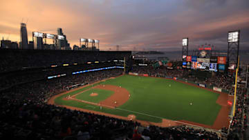 SAN FRANCISCO, CA - APRIL 24: A general view of the San Francisco Giants playing against the Los Angeles Dodgers at AT