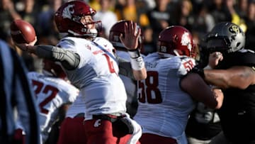 BOULDER, CO - November 19: Washington State Cougars quarterback Luke Falk #4 throws against the Colorado Buffaloes in the second quarter at Folsom Field November 19, 2016. (Photo by Andy Cross/The Denver Post via Getty Images)