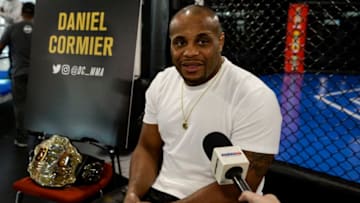 LAS VEGAS, NV - FEBRUARY 02: Daniel Cormier speaks to the media during the The Ultimate Fighter: Undefeated Cast & Coaches Media Day inside the UFC Performance institute on February 2, 2017 in Las Vegas, Nevada. (Photo by Brandon Magnus/Zuffa LLC/Zuffa LLC via Getty Images)