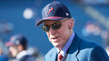 NASHVILLE, TN - DECEMBER 3: Owner Robert McNair of the Houston Texans on the field before a game against the Tennessee Titans at Nissan Stadium on December 3, 2017 in Nashville, Tennessee. The Titans defeated the Texans 23-14. (Photo by Wesley Hitt/Getty Images)