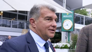 Joan Laporta attends on day three of the Barcelona Open Banc Sabadell at Real Club De Tenis Barcelona on April 20, 2022 in Barcelona, Spain. (Photo by Pedro Salado/Quality Sport Images/Getty Images)