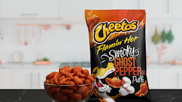 Cheetos Flamin Hot Smoky Ghost Pepper Puffs come to Walmart, photo provided by Frito-Lay