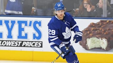 William Nylander #29 of the Toronto Maple Leafs skates during the warm-up prior to action against the Detroit Red Wings in an NHL game at Scotiabank Arena on December 6, 2018 in Toronto, Ontario, Canada. The Red Wings defeated the Maple Leafs 5-4 in overtime. (Photo by Claus Andersen/Getty Images)