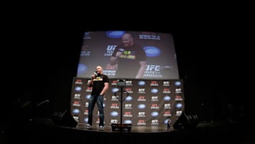 ANAHEIM, CA - FEBRUARY 22: UFC President Dana White interacts with fans during a Q&A session before the UFC 157 weigh-in at Honda Center on February 22, 2013 in Anaheim, California. (Photo by Josh Hedges/Zuffa LLC/Zuffa LLC via Getty Images)