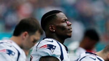 MIAMI, FL - DECEMBER 09: Josh Gordon #10 of the New England Patriots looks on prior to the game against the Miami Dolphins at Hard Rock Stadium on December 9, 2018 in Miami, Florida. (Photo by Michael Reaves/Getty Images)