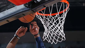 SACRAMENTO, CA - OCTOBER 11: A generic basketball photo of a player grabbing a rebound during a pre-season game between the Utah Jazz game against the Sacramento Kings on October 11, 2018 at Golden 1 Center in Sacramento, California. NOTE TO USER: User expressly acknowledges and agrees that, by downloading and or using this Photograph, user is consenting to the terms and conditions of the Getty Images License Agreement. Mandatory Copyright Notice: Copyright 2018 NBAE (Photo by Rocky Widner/NBAE via Getty Images)
