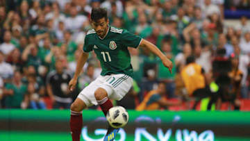 MEXICO CITY, MEXICO - JUNE 02: Carlos Vela of Mexico controls the ball during the International Friendly match between Mexico and Scotland at Estadio Azteca on June 2, 2018 in Mexico City, Mexico. (Photo by Manuel Velasquez/Getty Images)
