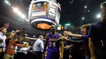 Dec 17, 2013; Memphis, TN, USA; Los Angeles Lakers shooting guard Kobe Bryant (24) after the game against the Memphis Grizzlies at FedExForum. Los Angeles Lakers defeat the Memphis Grizzlies 96-92 Mandatory Credit: Justin Ford-USA TODAY Sports