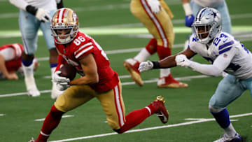 Wide receiver River Cracraft #86 of the San Francisco 49ers against cornerback Chidobe Awuzie #24 of the Dallas Cowboys (Photo by Tom Pennington/Getty Images)