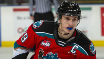 KELOWNA, BC - NOVEMBER 16: Nolan Foote #29 of the Kelowna Rockets skates against the Kamloops Blazers at Prospera Place on November 16, 2019 in Kelowna, Canada. Foote was selected in the 2019 NHL entry draft by the Tampa Bay Lightning. (Photo by Marissa Baecker/Getty Images)
