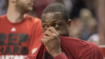 May 15, 2016; Toronto, Ontario, CAN; Miami Heat guard Dwyane Wade (3) gets ready for the first quarter in game seven of the second round of the NBA Playoffs against the Toronto Raptors at Air Canada Centre. Mandatory Credit: Nick Turchiaro-USA TODAY Sports