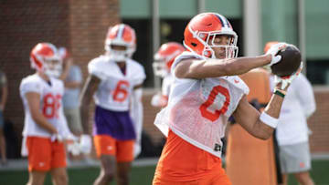 Clemson wide receiver Antonio Williams (0) at the Allen N. Reeves Football Complex during practice in Clemson, S.C. Friday, August 5, 2022.Jg Clemsonfbpractice 080522 0062