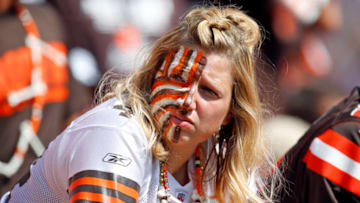CLEVELAND, OH - SEPTEMBER 10: A dejected Cleveland Browns fan looks on against the Pittsburgh Steelers at FirstEnergy Stadium on September 10, 2017 in Cleveland, Ohio. (Photo by Justin K. Aller/Getty Images)