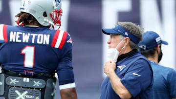 Cam Newton, Bill Belichick, New England Patriots. (Photo by Maddie Meyer/Getty Images)
