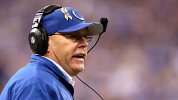 INDIANAPOLIS, IN - NOVEMBER 25: Interim head coach Bruce Arians of the Indianapolis Colts watches from the sidelines as his team plays the Buffalo Bills at Lucas Oil Stadium on November 25, 2012 in Indianapolis, Indiana. (Photo by Matthew Stockman/Getty Images)