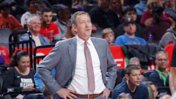 SACRAMENTO, CA - MARCH 4: Head coach Jeff Hornacek of the New York Knicks coaches against the Sacramento Kings on March 4, 2018 at Golden 1 Center in Sacramento, California. NOTE TO USER: User expressly acknowledges and agrees that, by downloading and or using this photograph, User is consenting to the terms and conditions of the Getty Images Agreement. Mandatory Copyright Notice: Copyright 2018 NBAE (Photo by Rocky Widner/NBAE via Getty Images)