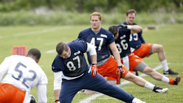 May 27, 2015; Lake Forest, IL, USA; Chicago Bears player Bear Pascoe (87) during organized team activities at the Halas Hall. Mandatory Credit: Kamil Krzaczynski-USA TODAY Sports