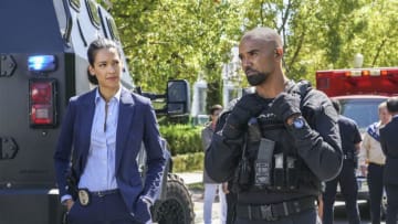 "Imposters" -- When a series of home invasions are committed by SWAT imposters in an upscale neighborhood, Hondo and the team suspect the burglarized families are all hiding something. Also, when Deacon and Luca are assigned to protect a visiting professional hockey player who is receiving death threats, his penchant for trouble becomes a complication, on S.W.A.T., Thursday, Nov. 30 (10:00-11:00 PM, ET/PT) on the CBS Television Network. Pictured L-R: Stephanie Sigman as Jessica Cortez and Shemar Moore as Daniel "Hondo" Harrelson Photo: Bill Inoshita/CBS ÃÂ©2017 CBS Broadcasting, Inc. All Rights Reserved