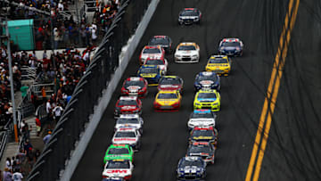 DAYTONA BEACH, FL - FEBRUARY 24: Brad Keselowski, driver of the #2 Miller Lite Ford, leads the field during the NASCAR Sprint Cup Series Daytona 500 at Daytona International Speedway on February 24, 2013 in Daytona Beach, Florida. (Photo by Jonathan Ferrey/Getty Images)