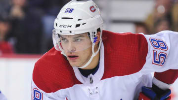 CALGARY, AB - NOVEMBER 15: Noah Juulsen #58 of the Montreal Canadiens (Photo by Derek Leung/Getty Images)