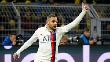 DORTMUND, GERMANY - FEBRUARY 18: Layvin Kurzawa of PSG reacts during the UEFA Champions League round of 16 first leg match between Borussia Dortmund and Paris Saint-Germain (PSG) at Signal Iduna Park on February 18, 2020 in Dortmund, Germany. (Photo by Jean Catuffe/Getty Images)