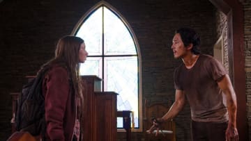 Enid (Katelyn Nacon) and Glenn Rhee (Steven Yeun) in S6E9Photo credit: Gene Page/AMC, The Walking Dead