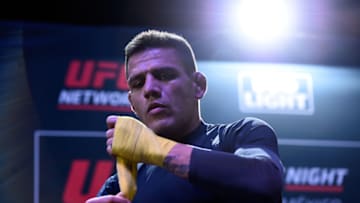 MEXICO CITY, MEXICO - NOVEMBER 03: Rafael Dos Anjos of Brazil performs a workout session for the media and fans during the UFC Fight Night Open Workouts at the Auditorio Blackberry on November 3, 2016 in Mexico City, Mexico. (Photo by Jeff Bottari/Zuffa LLC/Zuffa LLC via Getty Images)