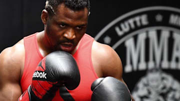 French-Cameroonian mixed martial artist Francis Ngannou trains at the MMA Factory in Paris on April 21, 2017.Born in Cameroon, Ngannou arrived in France in 2013 looking for a different life, but soon found himself homeless. From the streets of Paris to a chance encounter at an MMA gym, he now holds a contract with the Ultimate Fighting Championship (UFC) and has his eyes set on the world number one belt. / AFP PHOTO / FRANCK FIFE (Photo credit should read FRANCK FIFE/AFP/Getty Images)