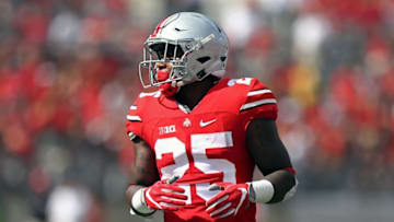 Sep 10, 2016; Columbus, OH, USA; Ohio State Buckeyes running back Mike Weber (25) against the Tulsa Golden Hurricane at Ohio Stadium. Ohio State won 48-3. Mandatory Credit: Aaron Doster-USA TODAY Sports