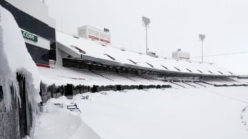 Nov 20, 2014; Orchard Park, NY, USA; A general view of the field and seating area of Ralph Wilson Stadium after a major snow storm hit the area. Mandatory Credit: Kevin Hoffman-USA TODAY Sports