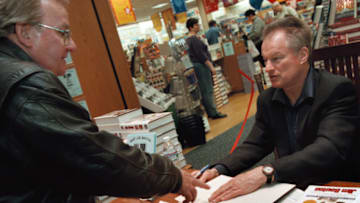 382468 03: Former New York Yankees pitcher Jim Bouton, right, signs copies of his new book, "Ball Four: The Final Pitch" November 27, 2000 at a Waldenbooks store in Schaumburg, IL. "Ball Four: The Final Pitch" is a new and final edition of his controversial 1970 book titled "Ball Four" that has sold more than five million copies worldwide its 30-year life. (Photo by Tim Boyle/Newsmakers)