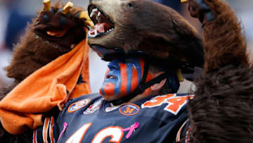 CHICAGO, IL - OCTOBER 16: A Chicago Bears fan cheers against the Jacksonville Jaguars in the first half of the game at Soldier Field on October 16, 2016 in Chicago, Illinois. (Photo by Joe Robbins/Getty Images)
