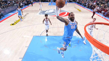 SACRAMENTO, CA - April 4, 2019: Willie Cauley-Stein #00 of the Sacramento Kings dunks the basketball vs. the Cleveland Cavaliers on April 4, 2019 at Golden One Center Sacramento, California. NOTE TO USER: User expressly acknowledges and agrees that, by downloading and or using this photograph, User is consenting to the terms and conditions of the Getty Images Agreement. Mandatory Copyright Notice: Copyright 2019 NBAE (Photo by Rocky Widner/NBAE via Getty Images)