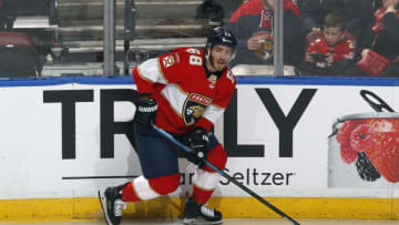 SUNRISE, FL - JANUARY 16: Mike Hoffman #68 of the Florida Panthers skates with the puck against the Los Angeles Kings at the BB&T Center on January 16, 2020 in Sunrise, Florida. (Photo by Joel Auerbach/Icon Sportswire via Getty Images)