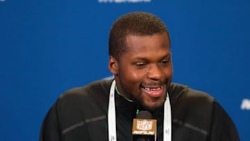 Feb 27, 2016; Indianapolis, IN, USA; Alabama linebacker Reggie Ragland speaks to the media during the 2016 NFL Scouting Combine at Lucas Oil Stadium. Mandatory Credit: Trevor Ruszkowski-USA TODAY Sports