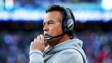 FOXBORO, MA - DECEMBER 04: Head coach Jeff Fisher of the Los Angeles Rams looks on during the game against the New England Patriots at Gillette Stadium on December 4, 2016 in Foxboro, Massachusetts. (Photo by Adam Glanzman/Getty Images)