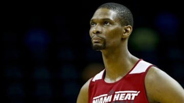 Jun 15, 2013; San Antonio, TX, USA; Miami Heat center Chris Bosh (1) during practice before game five of the NBA Finals against the San Antonio Spurs at the AT