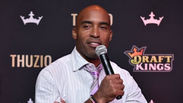HOBOKEN, NJ - SEPTEMBER 09: Football running back Tiki Barber attends DraftKings Kickoff Bash 2018 at Pilsener Haus & Biergarten on September 9, 2018 in Hoboken City. (Photo by Sean Zanni/Getty Images for DraftKings)