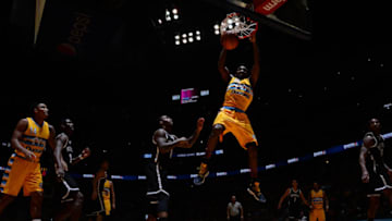DENVER, CO - FEBRUARY 24: Kenneth Faried #35 of the Denver Nuggets dunks the ball during a game against the Brooklyn Nets on February 24, 2017 at the Pepsi Center in Denver, Colorado. NOTE TO USER: User expressly acknowledges and agrees that, by downloading and/or using this Photograph, user is consenting to the terms and conditions of the Getty Images License Agreement. Mandatory Copyright Notice: Copyright 2017 NBAE (Photo by Bart Young/NBAE via Getty Images)