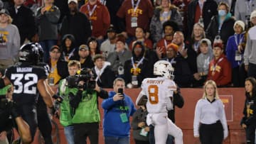 Xavier Worthy, Texas football. Mandatory Credit: Jeffrey Becker-USA TODAY Sports