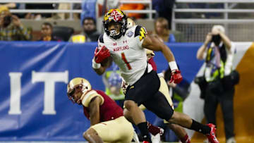 Dec 26, 2016; Detroit, MI, USA; Maryland Terrapins wide receiver D.J. Moore (1) rushes in the first half against the Boston College Eagles at Ford Field. Mandatory Credit: Rick Osentoski-USA TODAY Sports